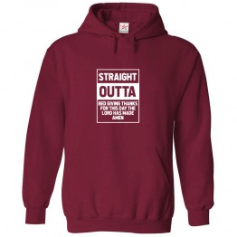 Straight Outta Bed Giving Thanks For This Day The Lord has made Amen Classic Unisex Religious Kids and Adults Pullover Hoodie